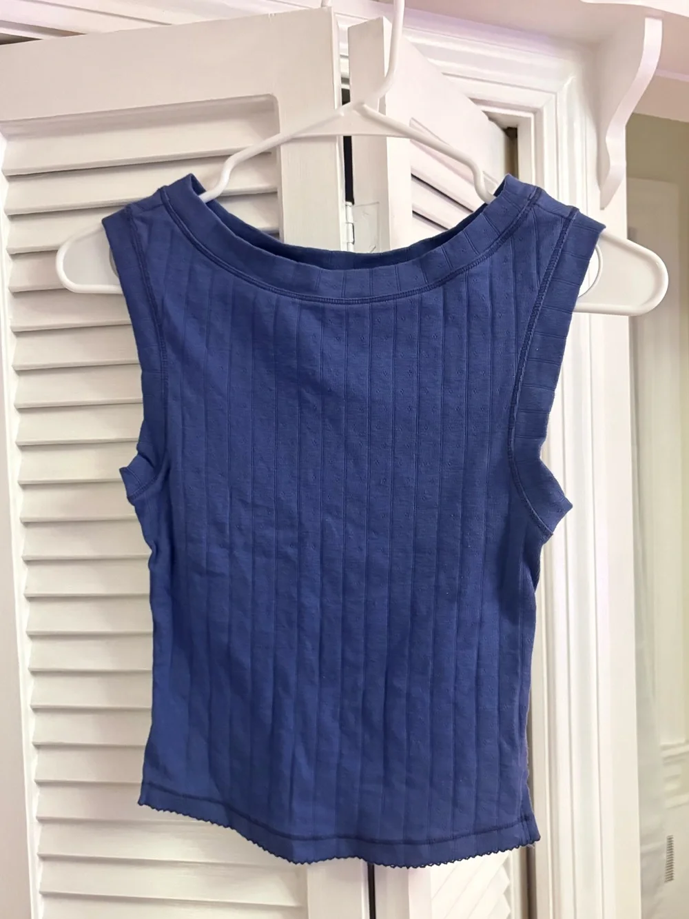 Free People End Game Pointelle Muscle Tank Blackened Blue Size Extra Small